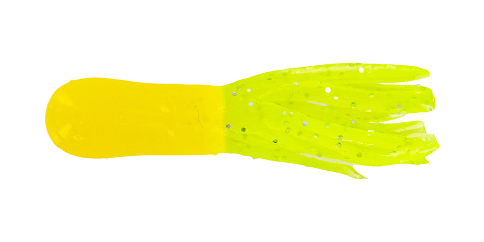 Big Bite Baits Crappie Tube 1.5" 10pk - Yellow /Chartreuse Sparkle