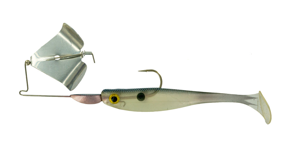 Big Bite Baits Suicide Shad Buzzbait 3/8oz 5" - Silver Blade/Pearly Shad