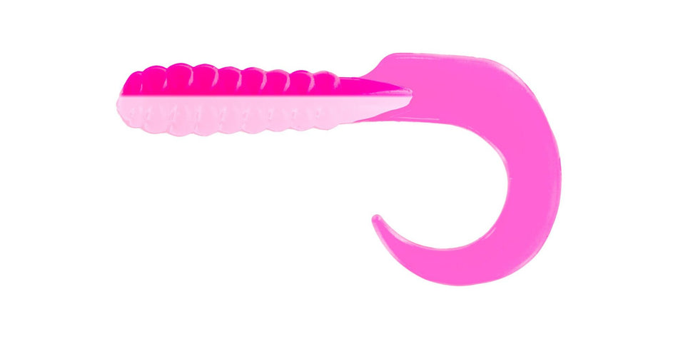 Big Bite Baits Curl Tail Grub 2" 10pk - Pink/White