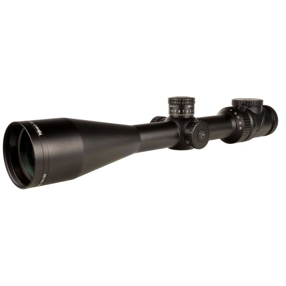 Trijicon AccuPoint TR-34 3-18x50mm Rifle Scope, 30 mm Tube, Second Focal Plane, Black, Green BAC Triangle Post Reticle, MOA Adjustment, - 200168