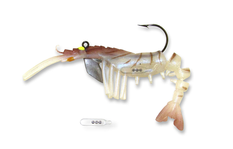 Egret Vudu Rattler Shrimp - 3 1/2"