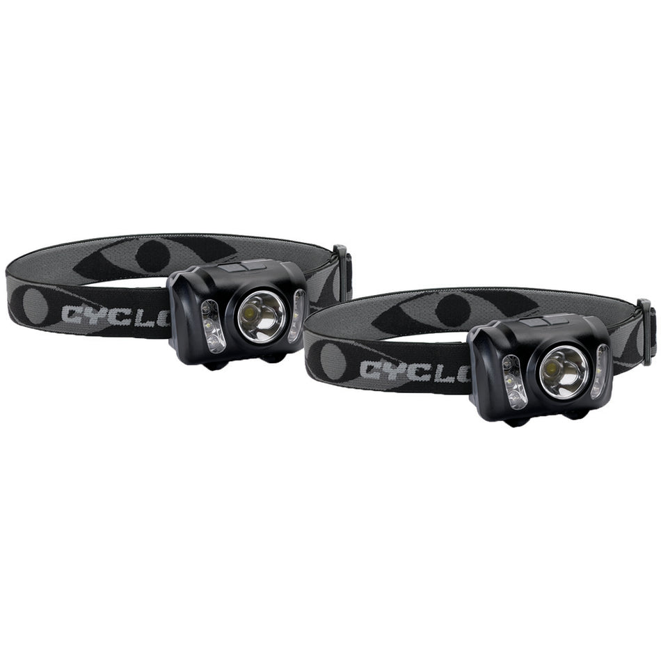 2 Pack GSM Cyclops Headlamps Quad Mode Led 210/72 Lumens With Batteries