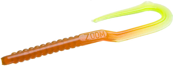 Zoom U Tail Worm 6" 20pk -Motor Oil Chartreuse