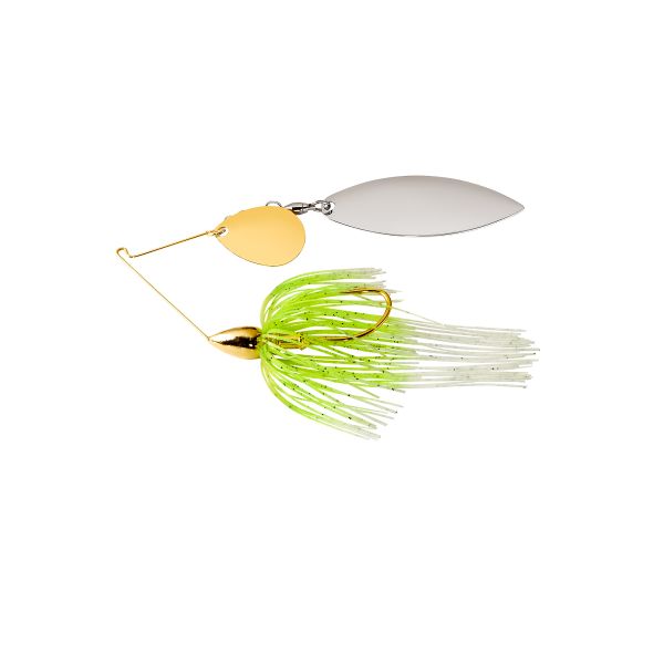 War Eagle Gold Tandem Willow Spinnerbait 1/2oz - White Chartreuse