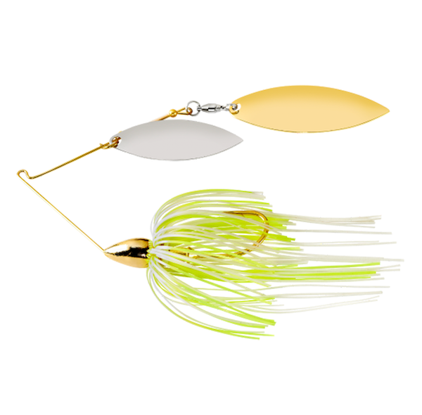 War Eagle Gold Double Willow Spinnerbait 1/4oz - Hot White Chartreuse