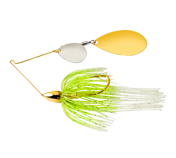 War Eagle Gold Tandem Indiana Spinnerbait - White Chartreuse
