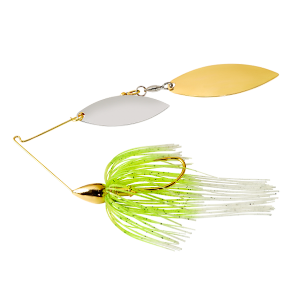 War Eagle Gold Double Willow Spinnerbait - White Chartreuse