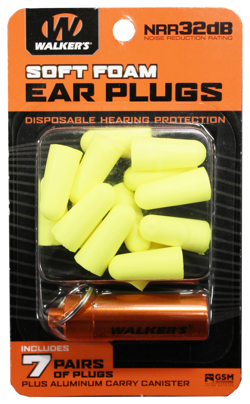 Walkers Game Ear Foam Ear Plugs, Wlkr Gwp-plgcan-yl  7pk Ylw Foam Plug W-case