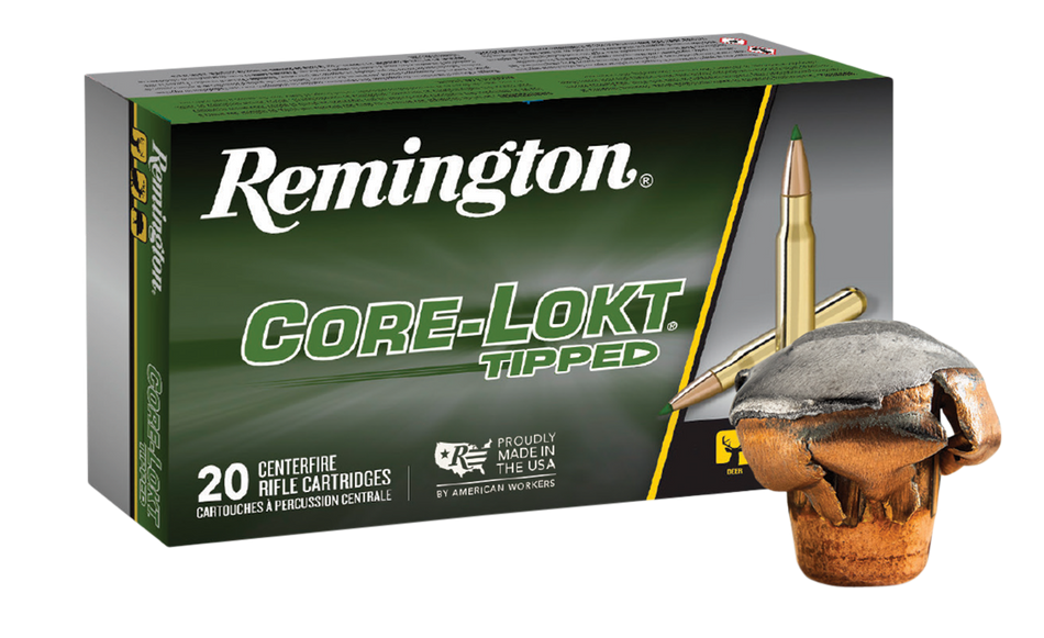 Remington .270 Winchester 130 Grains Core-Lokt Tipped Brass Cased Centerfire Rifle Ammo