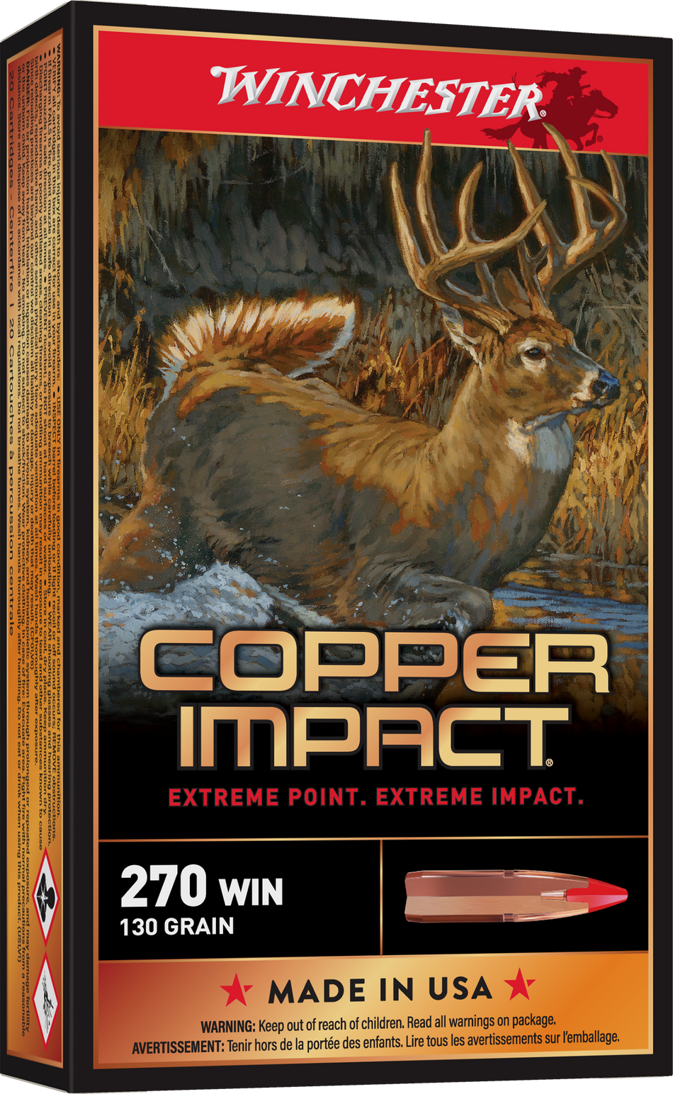 Winchester Deer Season XP Copper Impact .270 130 Grain Copper Extreme Point Centerfire Rifle Ammunition